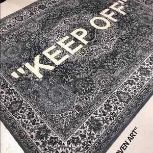 Off white “ keep off” rug